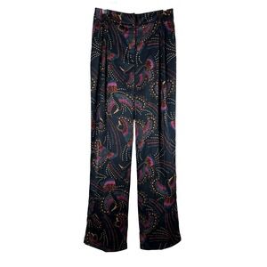 House of Harlow‎ Women's Pants Black Batik Satin Front Pleated Pockets Size 4